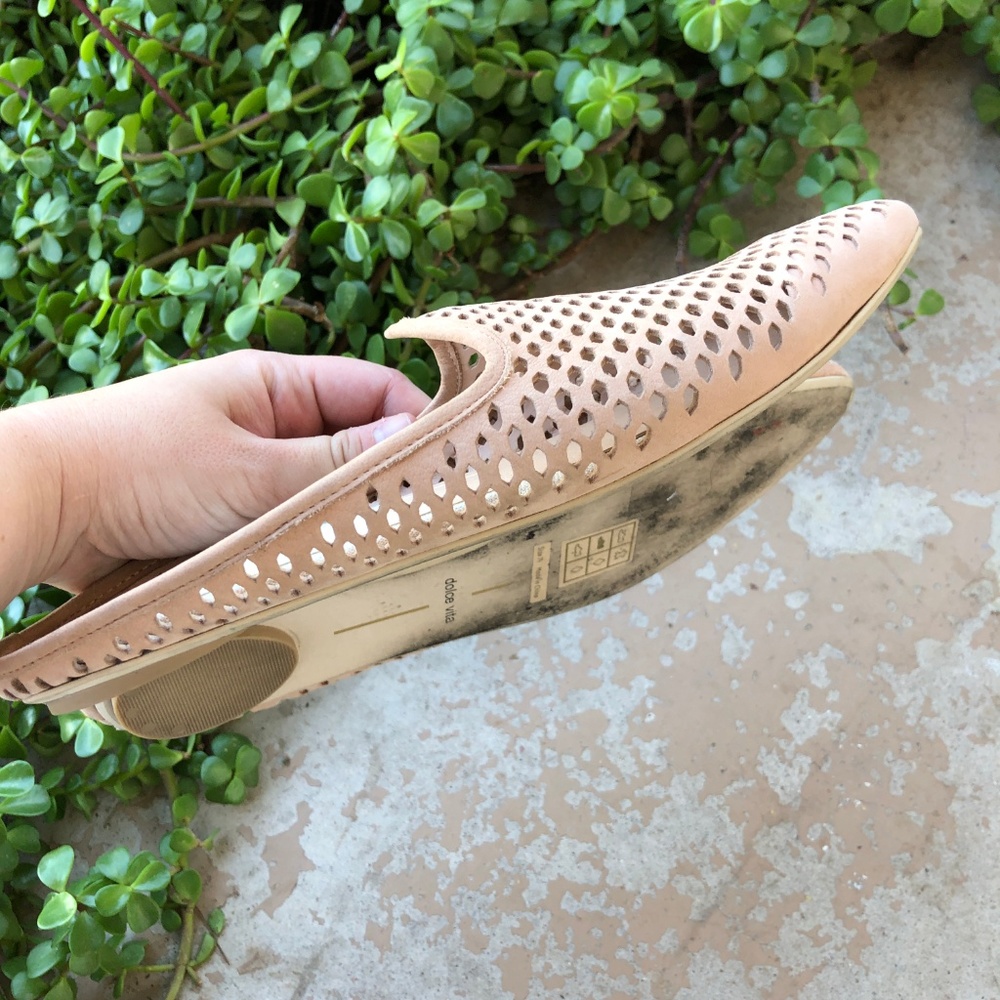 Dolce Vita Suede Leather Laser Cut Mules Flats - Picture 3 of 4